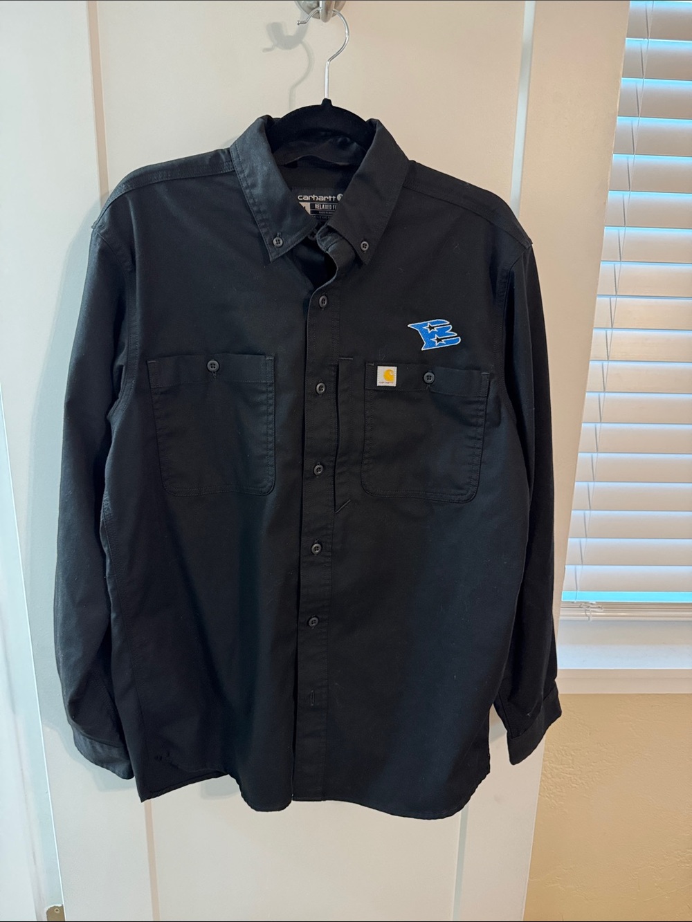 Carhartt Rugged Flex Relaxed Fit Long Sleeve Button Down Shirt Black Mens Size M